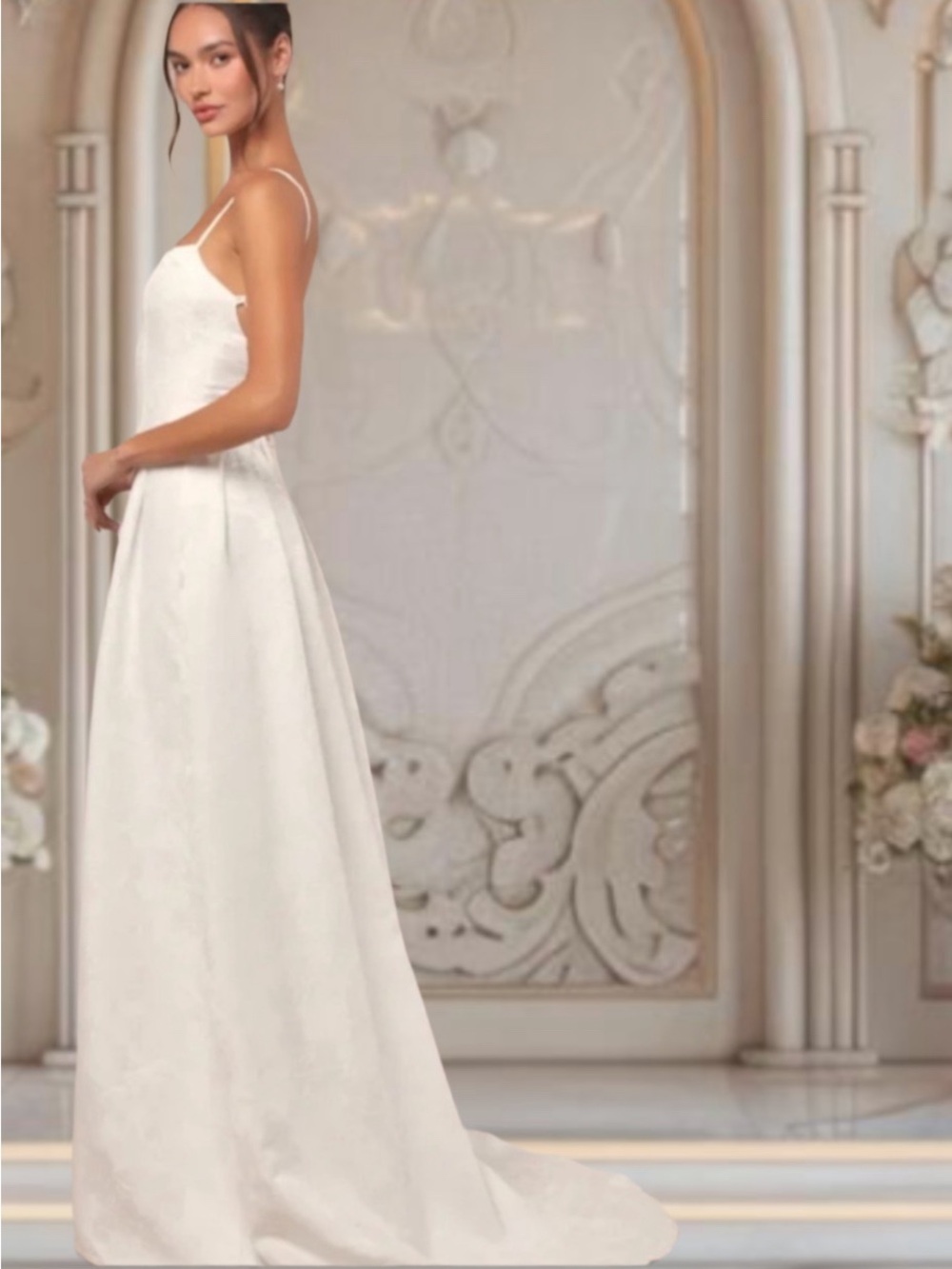 Lulu's White Satin Spaghetti-Strap Bridal Gown